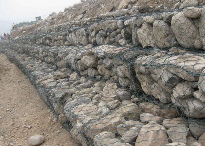 Geweven 3.2mm pvc bedekte Hexagonale Gabion Mesh Baskets ISO 9001 met een laag 3