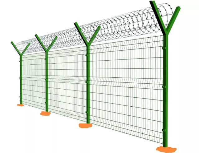 50x100mm Y PostdieLuchthaven 358 Veiligheidsomheining Bto 22 Pvc met Scheermesprikkeldraad met een laag wordt bedekt 1