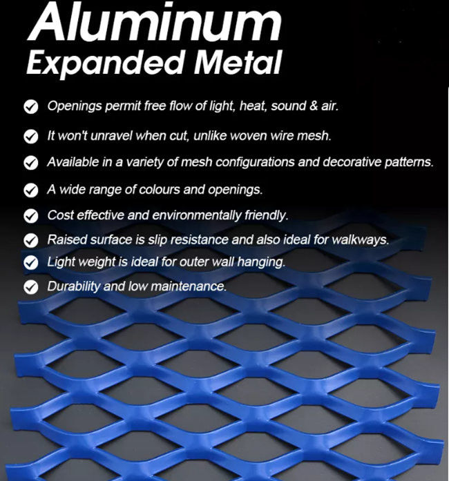 Oem Odm Draad van het Nevel de Verf Uitgebreide Metaal Mesh Aluminum 0
