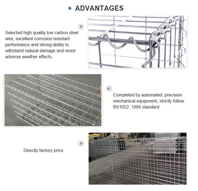 Diy 2x1x1m de Gelaste Decoratieve Kooi van Mesh Gabions Retaining Wall Basket 0