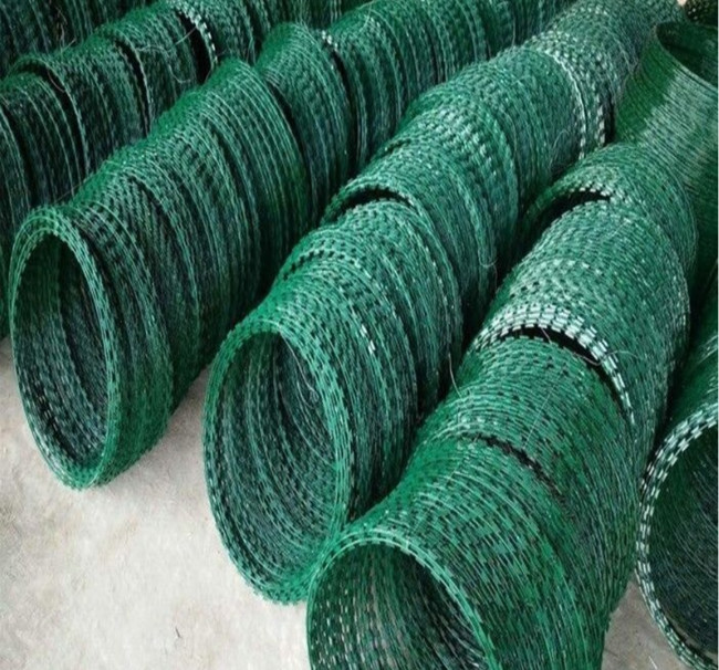 Pvc Bespoten Electro van de het Legergrens van het Scheermesprikkeldraad CBT65 galvaniseerde Gerold 0