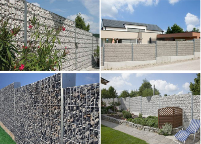 75x75mm 4mm Diameter Gelast Gabion Netwerk 30cm Omheining Filled With Rocks 1