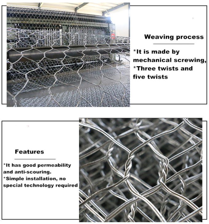 Zwaar Zink Hexagon Gabion Mesh Baskets 2.8mm Steen Gevulde Draad Mesh Wall 0
