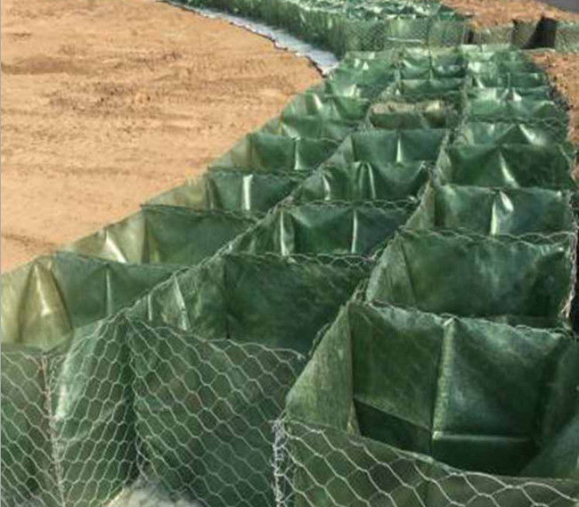 SGS ISO 80x100mm Hexagonale Gabion-Mandkooi met Groene Geotexile-Zak 1