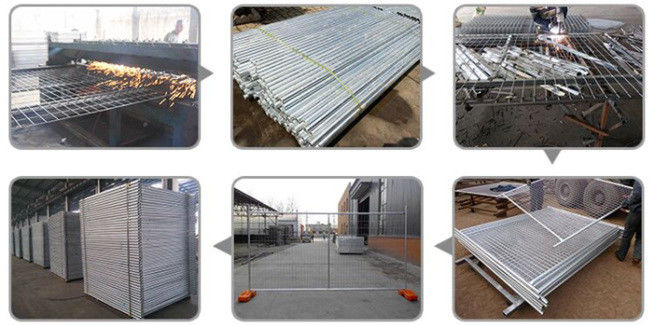 2.1m Beweegbare Intrekbare Tijdelijke Bouwomheining Panel 32mm Dia Round Tube 0