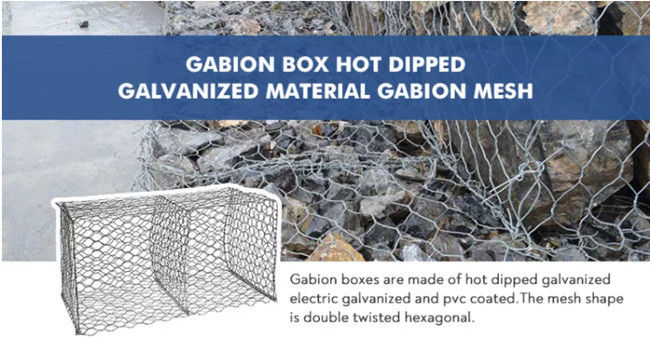 Hete Onderdompeling 4.0mm Gegalvaniseerde Gabion-Doos Hexagonaal Geweven Mesh Retaining Wall 0